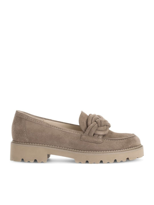 Gabor Leather Women's Moccasins in Beige Color