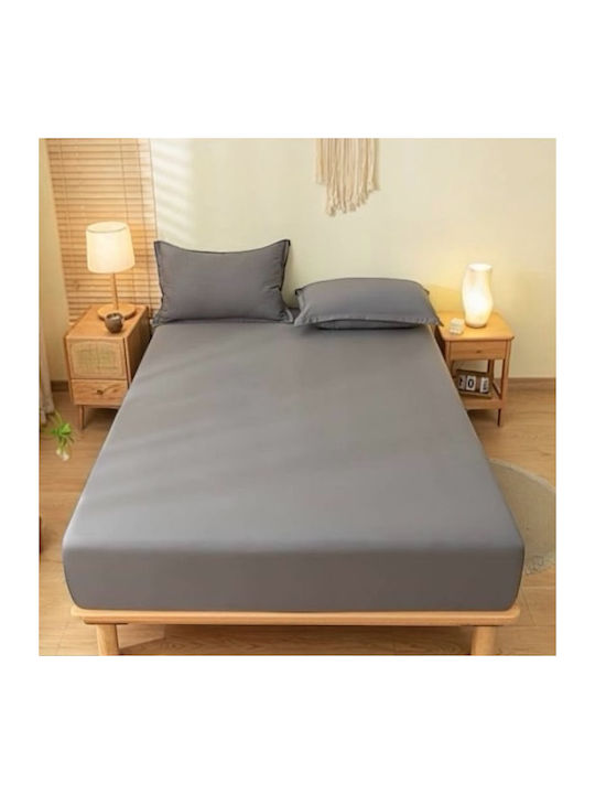 SpitiBazaar Σεντόνι Μονό με Λάστιχο 100x200+30εκ. Γκρι