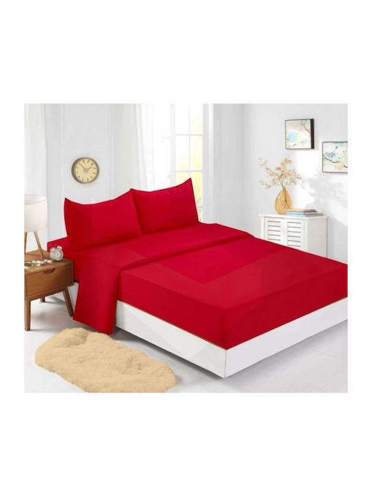 SpitiBazaar Σεντόνι King Size με Λάστιχο 180x200+30εκ. Κόκκινο