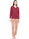 Pink Label Set Pijamale pentru Femei Bordeaux
