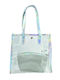 Stoff Strandtasche mit Kulturtasche Silber 2017