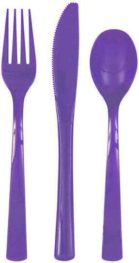 Unique Industries Cutlery Party Purple 18pcs