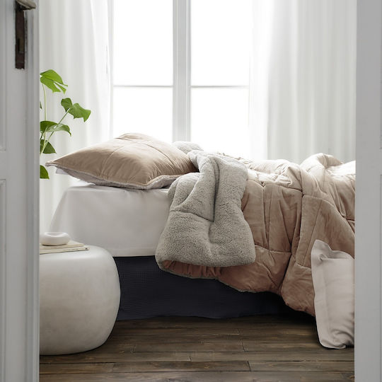 Gofis Home Husă de pătură Single 170x220cm Teddy Pearl Salmon 300 g/mp²Gsm