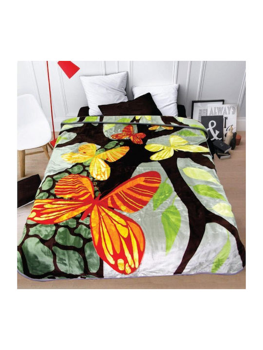 SpitiBazaar Decke Samt Doppel 215x240cm Butterflies