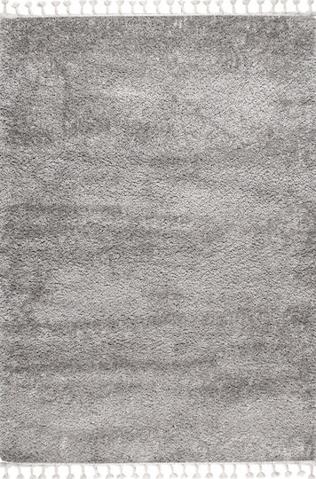 Balsan Silky Rug Rectangular Shaggy with Fringes Grey