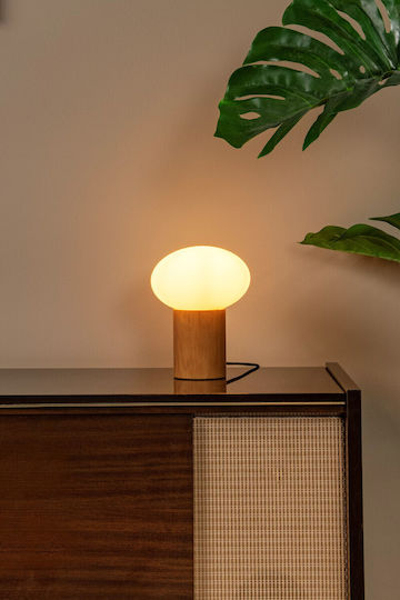 Lucide Lightning Lampă de masă pentru Soclu E27 cu Abajur Alb și Bază Maro