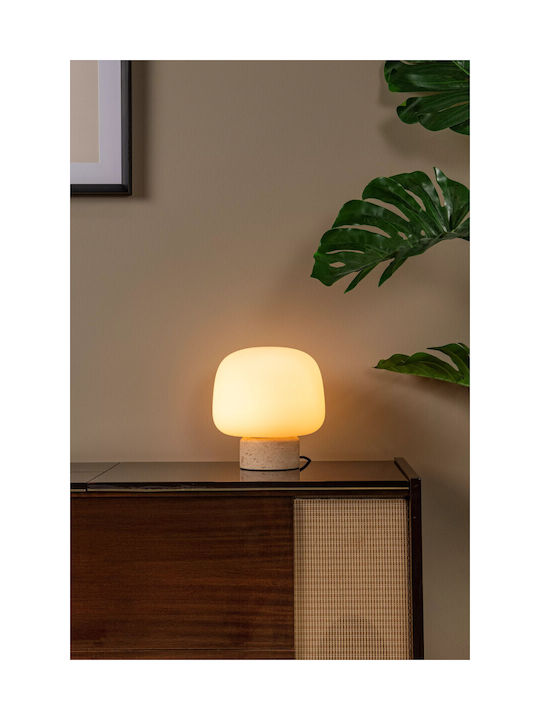 Lucide Lightning Πορτατίφ για Ντουί E14 με Λευκό Καπέλο και Μπεζ Βάση