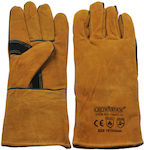 Crownman Gloves for Work Welding Brown Leather with Temperature Resistance up to 350°C 1pcs