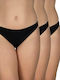 Βαμβακερά Γυναικεία String 3Pack χωρίς Ραφές Μαύρα