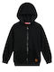Kids Sweatshirt Cardigan With Hood And Pockets Black