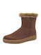 Leder Stiefeletten Damen mit Pelz Tabac Braun