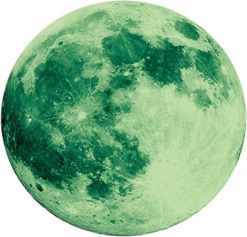 Autocolant Fosforescent Lună Satelitul Natural al Pământului Strălucește în Întuneric Autoadeziv 30cm Verde Oferte Originale