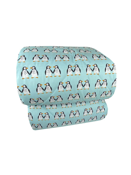 Astron Italy Παιδικό Πάπλωμα Μονό Penguins Τιρκουάζ 160x240εκ.