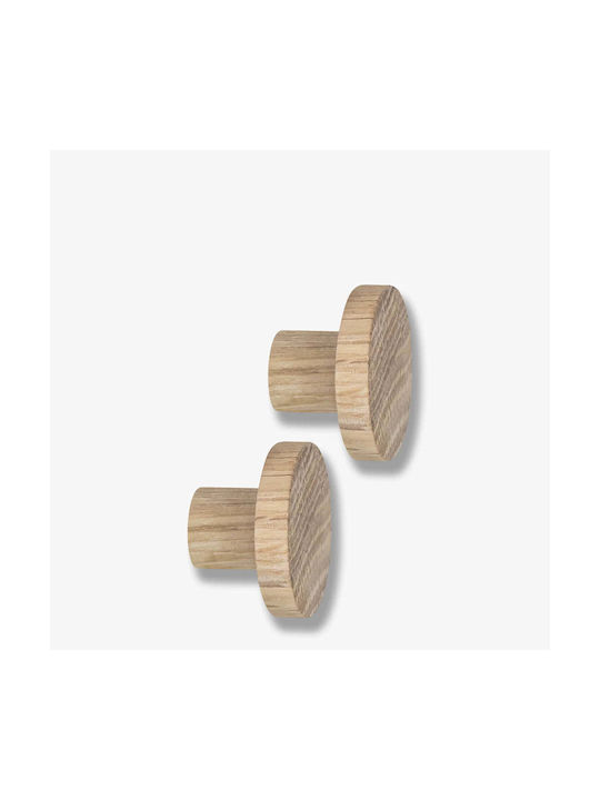 Mette Ditmer Wooden Brown Wall Hanger 3.3x3.3cm 2 Pieces