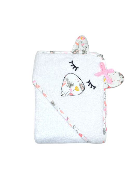 Baby Star Infant Hooded Towel White-Pink Norma