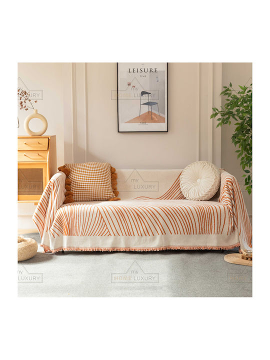 My Home Luxury Maldo Ριχτάρι Τριθέσιου Καναπέ Ζακάρ 180x280εκ. Εκρού C3-3280