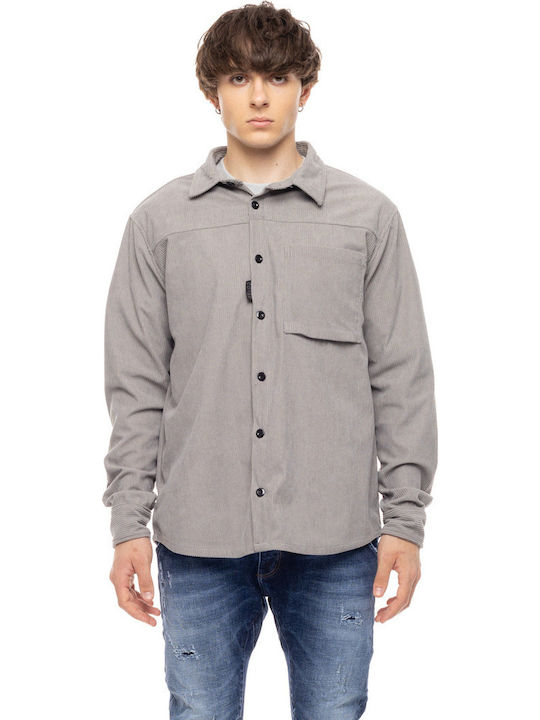 Μακρυμάνικo Κοτλέ Overshirt σε Κανονική Γραμμή Grey