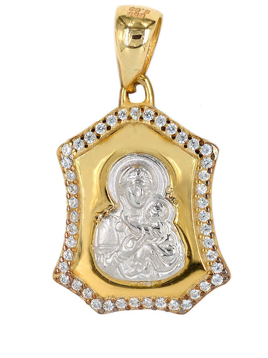 Tasoulis Jewellery Collection Μενταγιόν Παιδικό Φυλαχτό με την Παναγία από Χρυσό 9K 9K530-4ELE