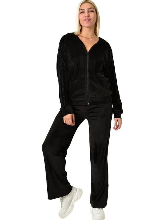 Sweatpants Set Velvet Black