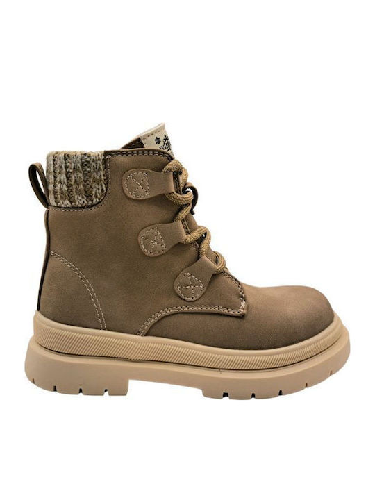 Kinderstiefel mit Schnürsenkeln Sand-Beige