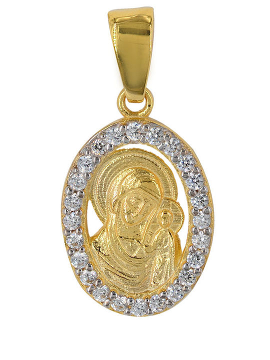 Tasoulis Jewellery Collection Charm Talisman Virgin Mary Made of 9K Gold