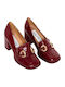 Patent Leather Women's Moccasins in Burgundy Color