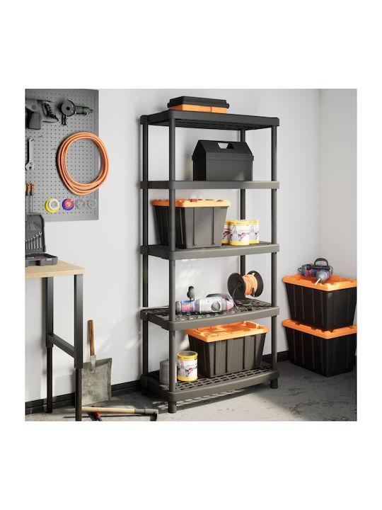 Plastic Outdoor Shelving Unit with 5 Shelves Black 93.5x45.5x194.5cm