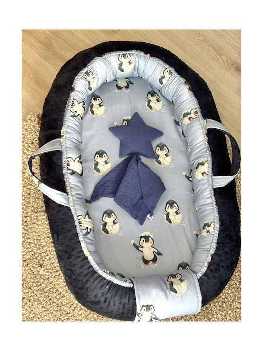 Velvet White Baby Nest Navy Blue