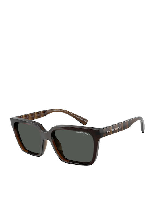 Armani Exchange Men's Sunglasses with Brown Horn-Rimmed Frame and Brown Lenses