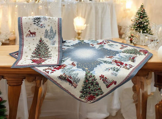 Linea Home Set Christmas Tablecloths Square Fabric White 2pcs