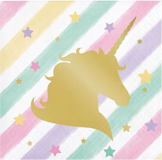 Kleine Servietten "Folie Einhorn Funkeln" Creative Converting 16 Stück