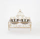 Tierfutterautomat 2 Schalen 18cm Metallisch Gold-Silber 35x18,5x13,5/30cm 752-28573