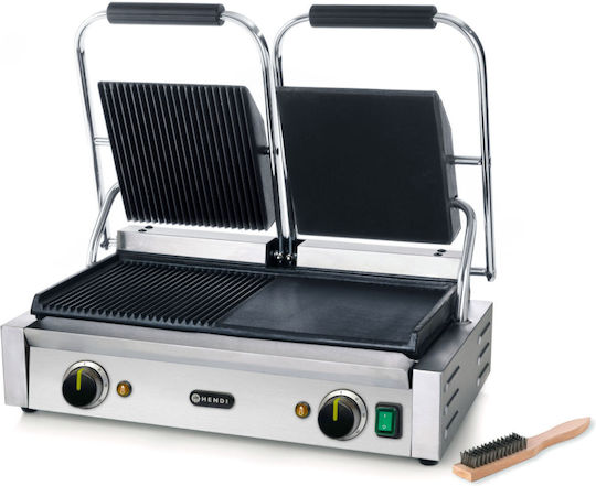 Hendi Commercial Double Sandwich Maker with Cast iron Ribbed Bottom 3600W