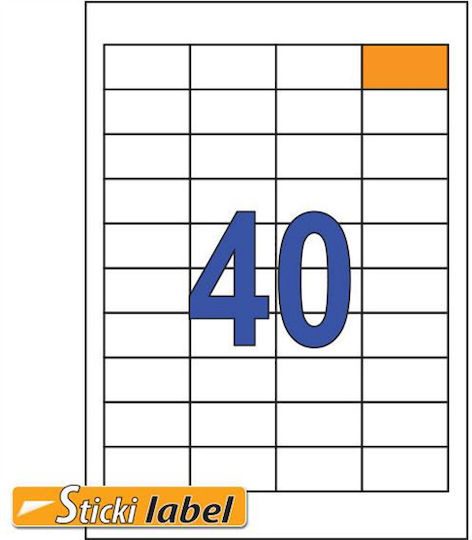 Sticki Αυτοκόλλητες Ετικέτες Α4 Ορθογώνιες 48.5x25.4mm