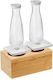 S1006 Bambus-Holzbasis Acrylkrug Set aus 2 Stück 1,5l Leone