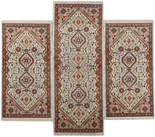 Polcarpet Oriental Kazak 714 Schlafzimmer-Teppichsets Modern Farbe Beige Rose 3 Stück