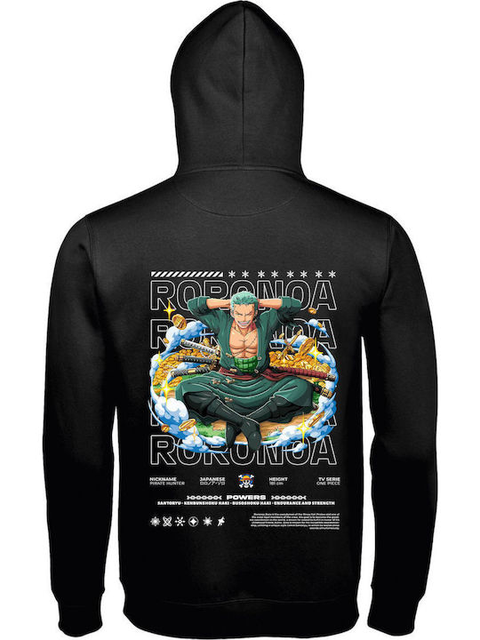 kirikoko Roronoa Zoro Powers One Piece Anime Kapuzenpulli Ein Stück Schwarz