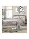 Lina Metal Semi-Double Bed Black Suitable for Mattress 120x200cm
