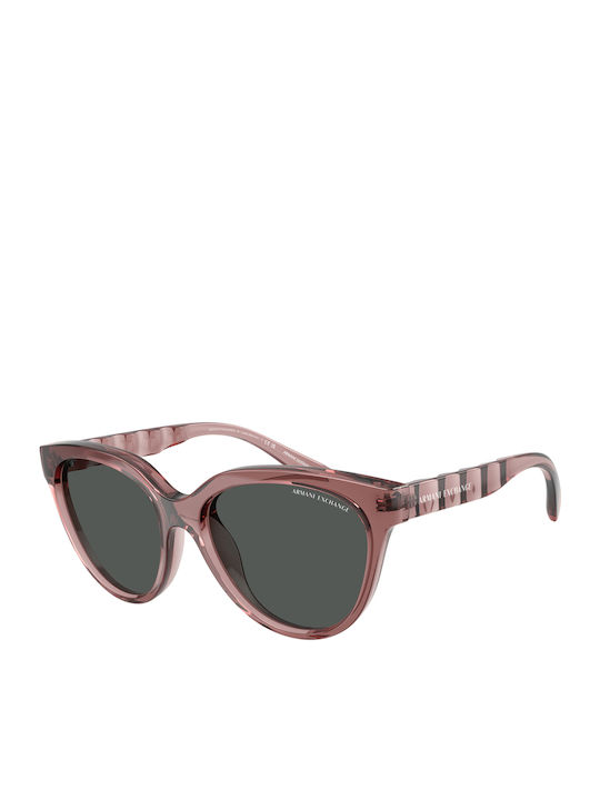 Armani Exchange Women's Sunglasses with Pink Plastic Frame and Gray Lens