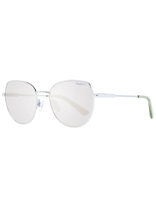 Pepe Jeans Women's Sunglasses with Silver Metal Frame and Silver Mirror Lens PJ5197-898