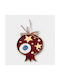 Artifact Handmade Hanging Lucky Charm Pomegranate Red made of Wood 12x12cm 1pcs
