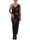 Midi Evening Leather Wrap Dress Black 8A1352 E005 K103