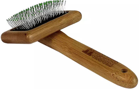 Bamboo Groom Brush Medium for Long-Haired Dogs for Coat Grooming Gray