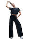 Γυναικείο Αθλητικό Crop Top Κοντομάνικο Fast Drying Μαύρο