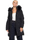 Women's Long Lifestyle Jacket for Winter with Hood Black