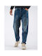 Men's Elastic Jeans Pants with Regular Tapered Fit Blue