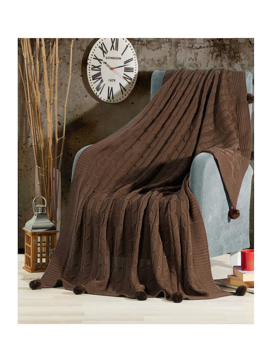 Saray Home Κουβέρτα Πλεκτή Μονή 150x210εκ. Καφέ