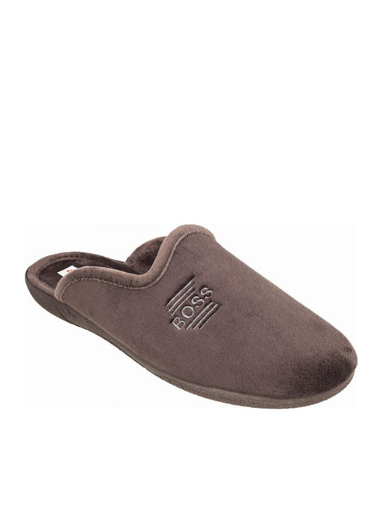 Adam's Shoes Χειμερινές Ανδρικές Παντόφλες Καφέ