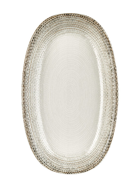 By Bone Serving Platter Oval made of Porcelain Beige 19x11cm