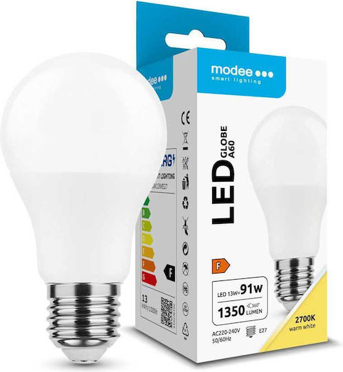 Modee Lighting Λάμπα LED 13W 120mm για Ντουί E27 και Σχήμα A65 Θερμό Λευκό 1350lm